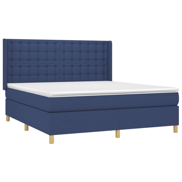 vidaXL Lit coffre avec matelas et LED bleu 160x200 cm Tissu
