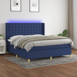 vidaXL Lit coffre avec matelas et LED bleu 160x200 cm Tissu