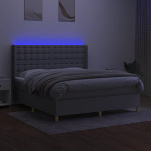 vidaXL Lit avec sommier tapissier et matelas LED Gris clair 180x200 cm Tissu