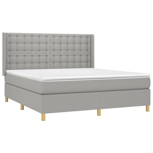 vidaXL Lit avec sommier tapissier et matelas LED Gris clair 180x200 cm Tissu