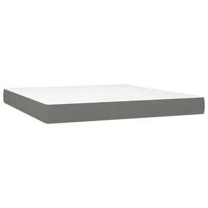 vidaXL Lit boxspring avec matelas et LED gris foncé 180x200 cm tissu
