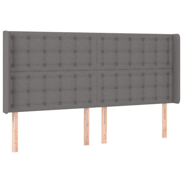 vidaXL Lit boxspring avec matelas et LED gris foncé 180x200 cm tissu