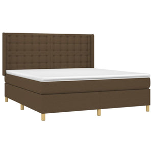 vidaXL Lit boxspring avec matelas et LED Marron foncé 180x200 cm Tissu