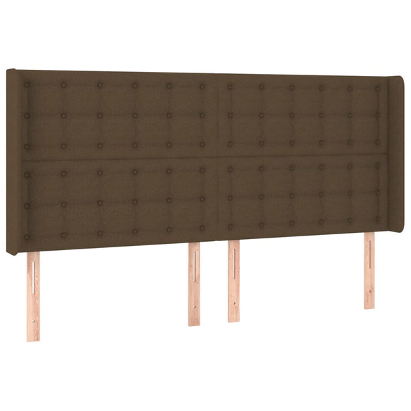 vidaXL Lit boxspring avec matelas et LED Marron foncé 180x200 cm Tissu