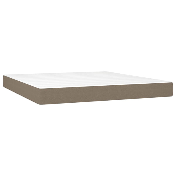 vidaXL Lit boxspring avec matelas et LED taupe 180x200 cm tissu