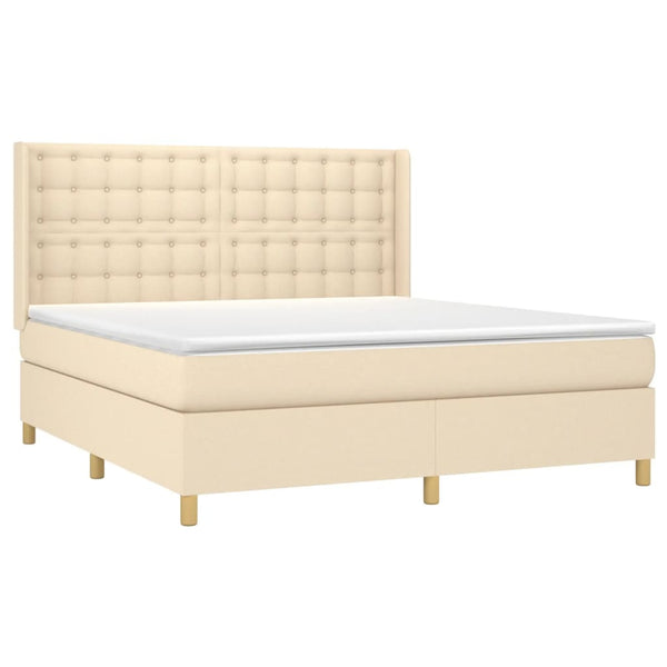 vidaXL Lit coffre avec matelas et LED Crème 180x200 cm Tissu