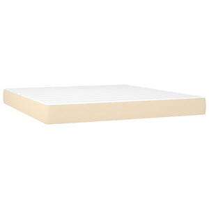 vidaXL Lit coffre avec matelas et LED Crème 180x200 cm Tissu