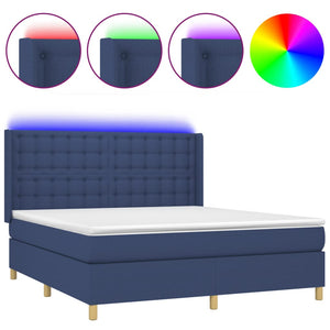 vidaXL Lit coffre avec matelas et LED bleu 180x200 cm Tissu