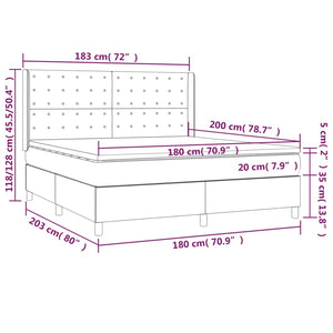 vidaXL Lit coffre avec matelas et LED bleu 180x200 cm Tissu