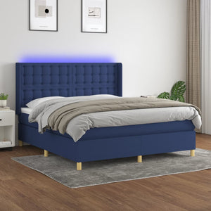 vidaXL Lit coffre avec matelas et LED bleu 180x200 cm Tissu
