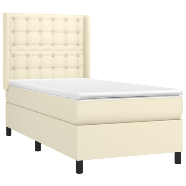 vidaXL Lit boxspring avec matelas et LED crème 80x200 cm similicuir