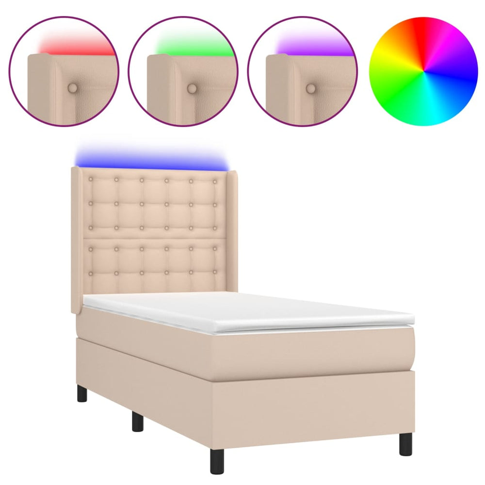 vidaXL Lit coffre avec matelas et LED Marron cappuccino 80x200 cm