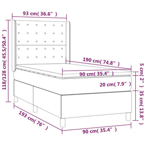 Boxspringbett mit Matratze & LED Weiß 90x190 cm Kunstleder