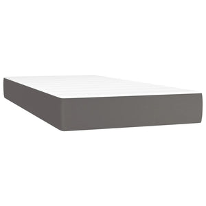 vidaXL Lit coffre avec matelas et LED gris 90x190 cm en similicuir