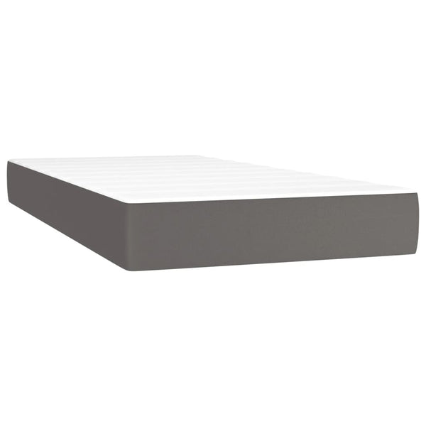 vidaXL Lit coffre avec matelas et LED gris 90x190 cm en similicuir