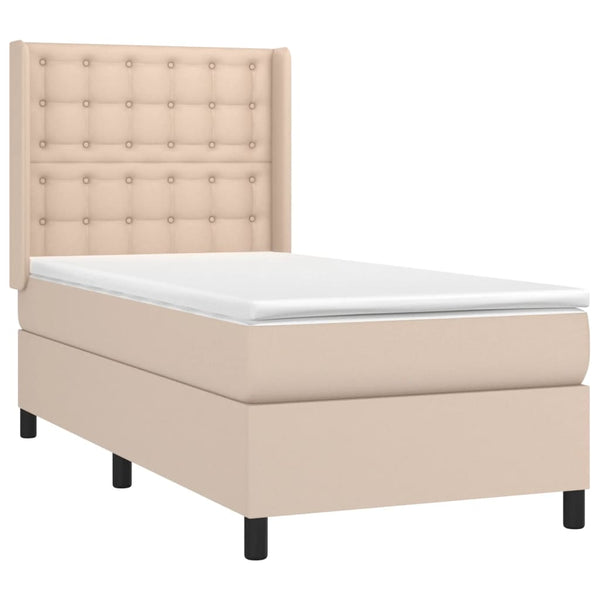 vidaXL Lit continental avec matelas et LED Marron cappuccino 90x190cm
