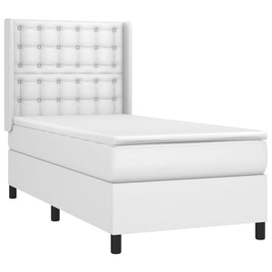 vidaXL Box Spring Bed with Mattress & LED White 90x200 cm Faux Leather