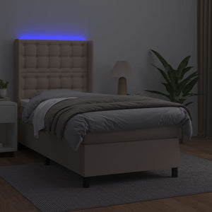 vidaXL Lit coffre avec matelas et LED Cappuccino-marron 90x200 cm