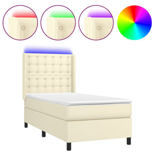 vidaXL Lit boxspring avec matelas et LED crème 100x200 cm similicuir
