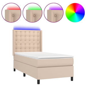 vidaXL Lit coffre avec matelas et LED Marron cappuccino 100x200cm