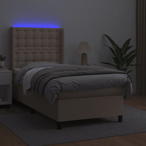 vidaXL Lit coffre avec matelas et LED Marron cappuccino 100x200cm