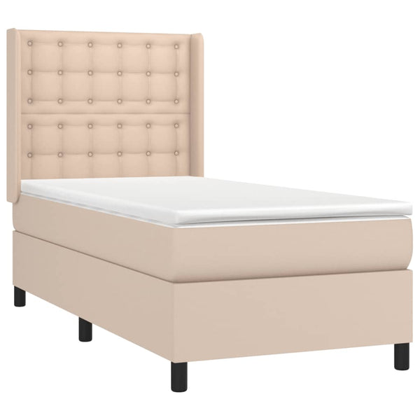 vidaXL Lit coffre avec matelas et LED Marron cappuccino 100x200cm