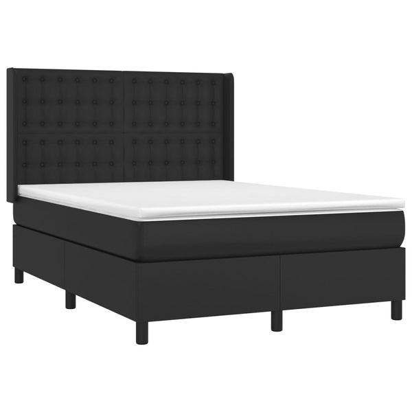 vidaXL Lit tapissier avec matelas et LED Noir 140x190 cm Similicuir