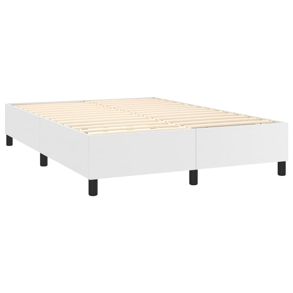 vidaXL Lit tapissier avec matelas et LED Blanc 140x190 cm Similicuir