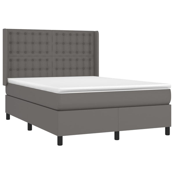 vidaXL Lit coffre avec matelas et LED Gris 140x190 cm Similicuir