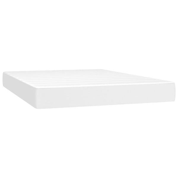 vidaXL Lit boxspring avec matelas et LED Blanc 140x200 cm Similicuir