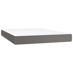 vidaXL Lit coffre avec matelas et LED Gris 140x200 cm Similicuir