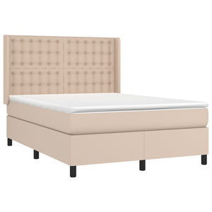 vidaXL Lit coffre avec matelas et LED Marron cappuccino 140x200 cm
