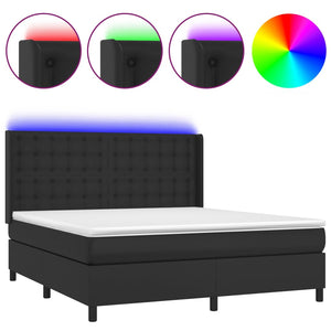 vidaXL Lit tapissier avec matelas et LED Noir 160x200 cm Similicuir