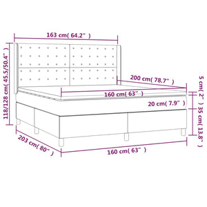 vidaXL Lit tapissier avec matelas et LED Noir 160x200 cm Similicuir