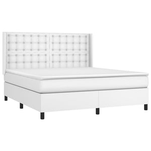vidaXL Lit tapissier avec matelas et LED Blanc 160x200 cm Similicuir