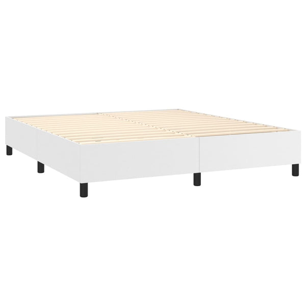 vidaXL Lit tapissier avec matelas et LED Blanc 160x200 cm Similicuir
