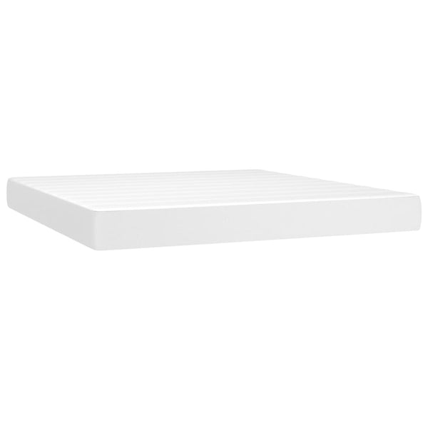 vidaXL Lit tapissier avec matelas et LED Blanc 160x200 cm Similicuir