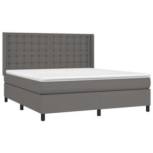 vidaXL Lit coffre avec matelas et LED Gris 160x200 cm Similicuir