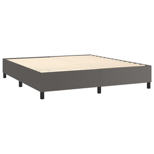 vidaXL Lit coffre avec matelas et LED Gris 160x200 cm Similicuir