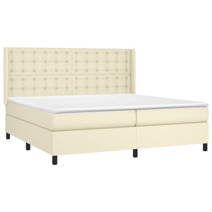 Boxspringbett mit Matratze & LED Creme 200x200 cm Kunstleder