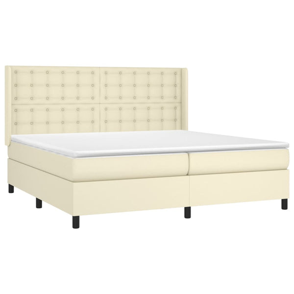 Boxspringbett mit Matratze & LED Creme 200x200 cm Kunstleder