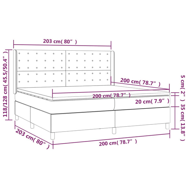 Boxspringbett mit Matratze & LED Creme 200x200 cm Kunstleder