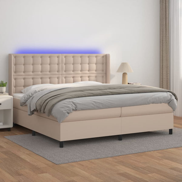 Boxspringbett mit Matratze & LED Cappuccino-Braun 200x200cm