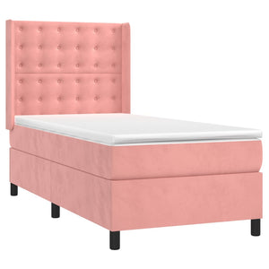 vidaXL Lit tapissier avec matelas et LED Rose 90x190 cm Velours