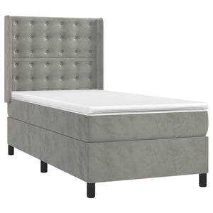 Boxspringbett mit Matratze & LED Hellgrau 100x200 cm Samt