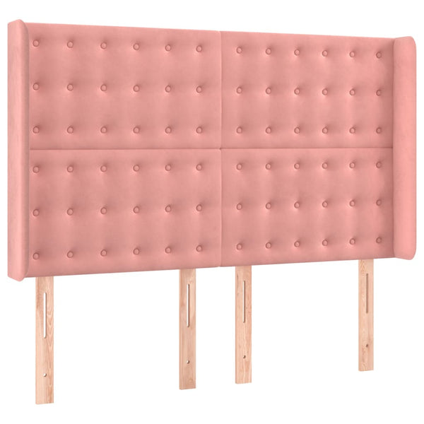 Boxspringbett mit Matratze & LED Rosa 140x190 cm Samt