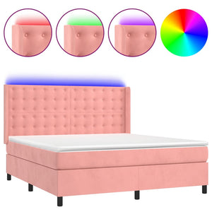 Boxspringbett mit Matratze & LED Rosa 160x200 cm Samt