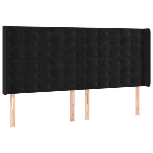 Boxspringbett mit Matratze & LED Schwarz 180x200 cm Samt