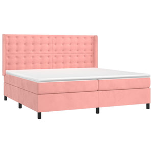 vidaXL Lit coffre avec matelas et LED Rose 200x200 cm Velours