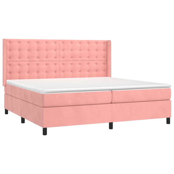 vidaXL Lit coffre avec matelas et LED Rose 200x200 cm Velours